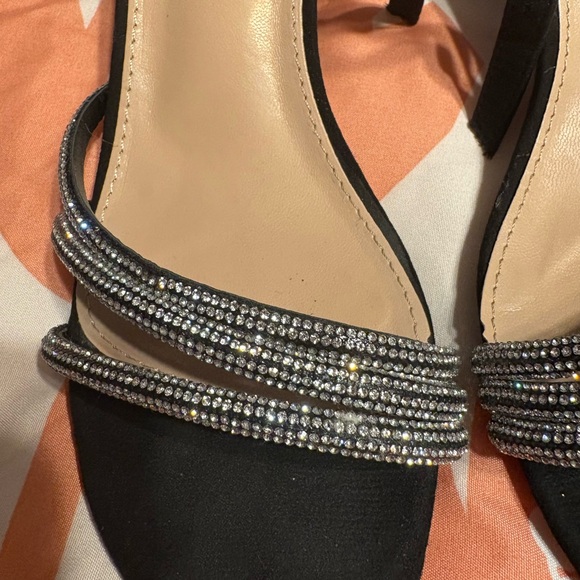 BAMBOO Black and Silver Rhinestone Heels - Picture 2 of 9